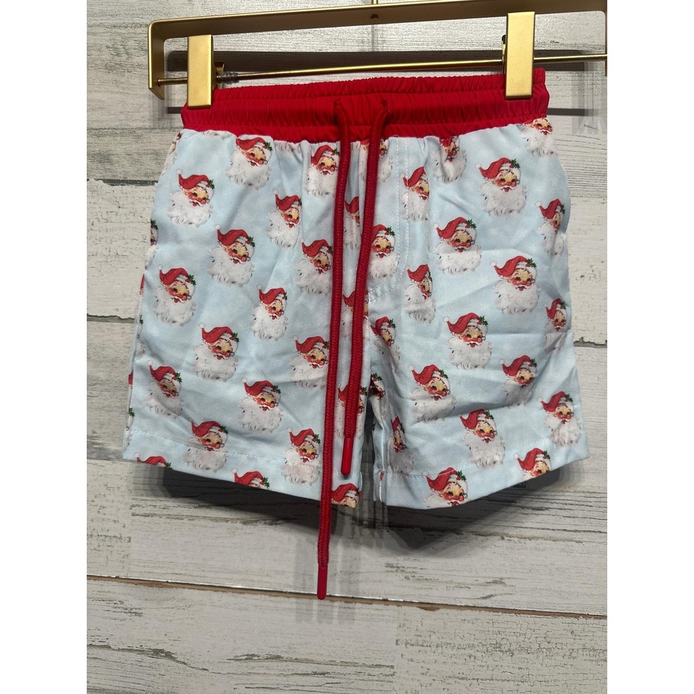 Swoon Baby Swim Trunks Boys 24M Blue Santa Claus Print Holiday NWT